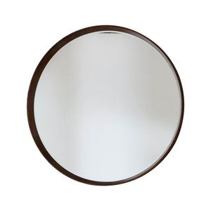 Keaton Large Round Wall Mirror - Dark Wood