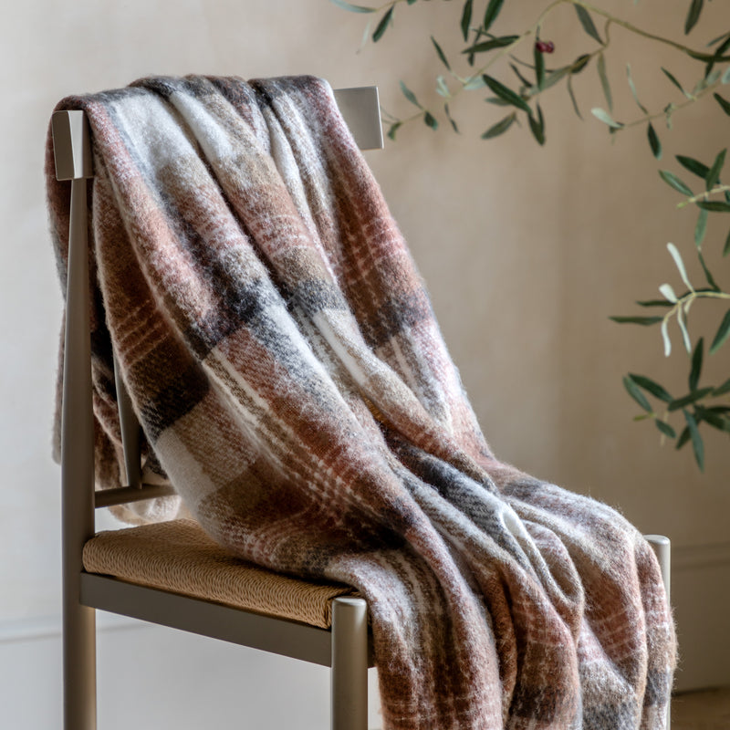 Check Faux Mohair Throw - Natural