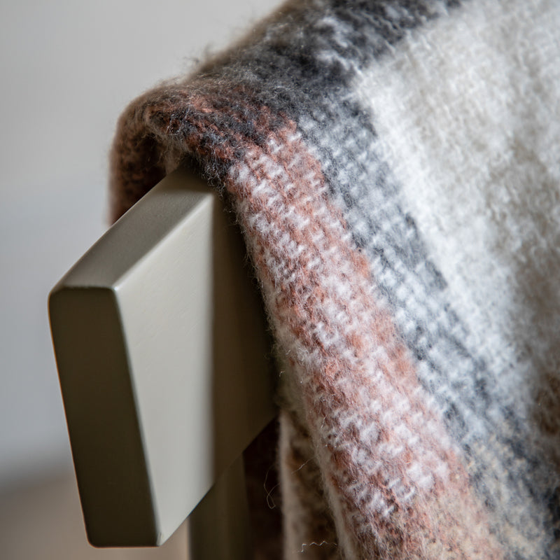 Check Faux Mohair Throw - Natural