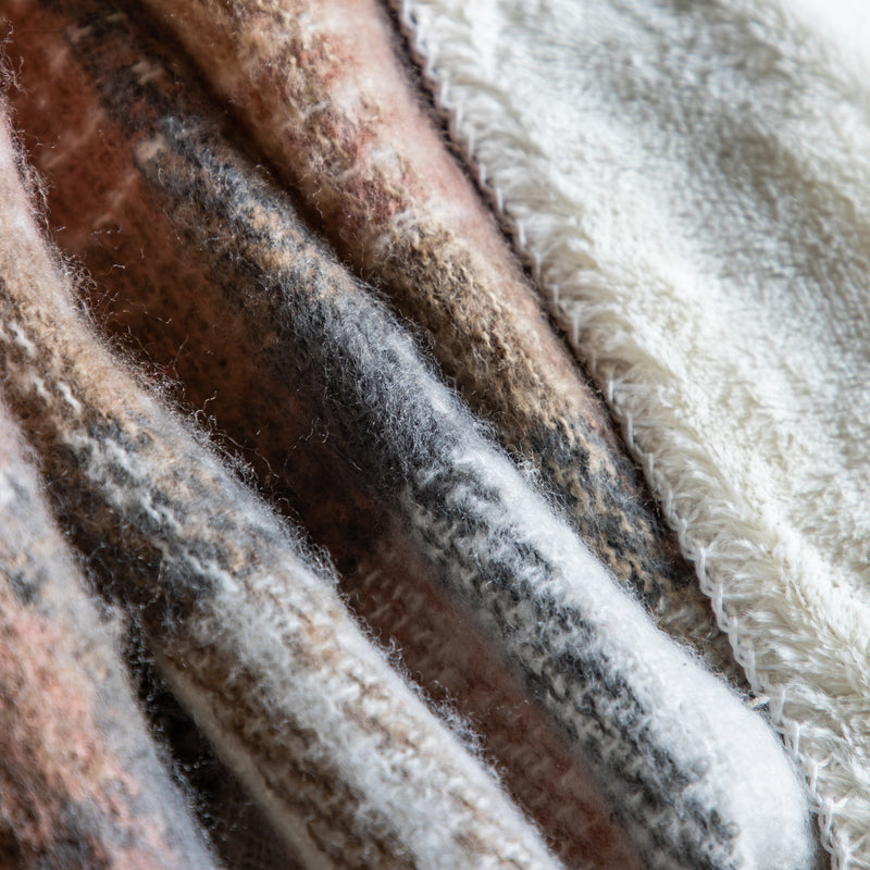 Check Faux Mohair Throw - Natural