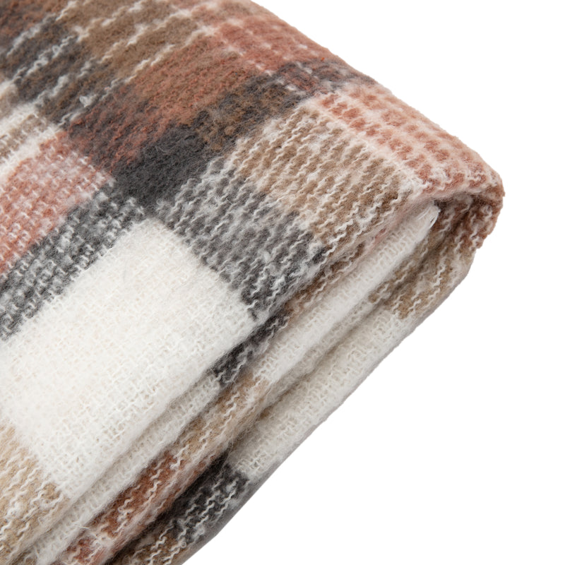 Check Faux Mohair Throw - Natural