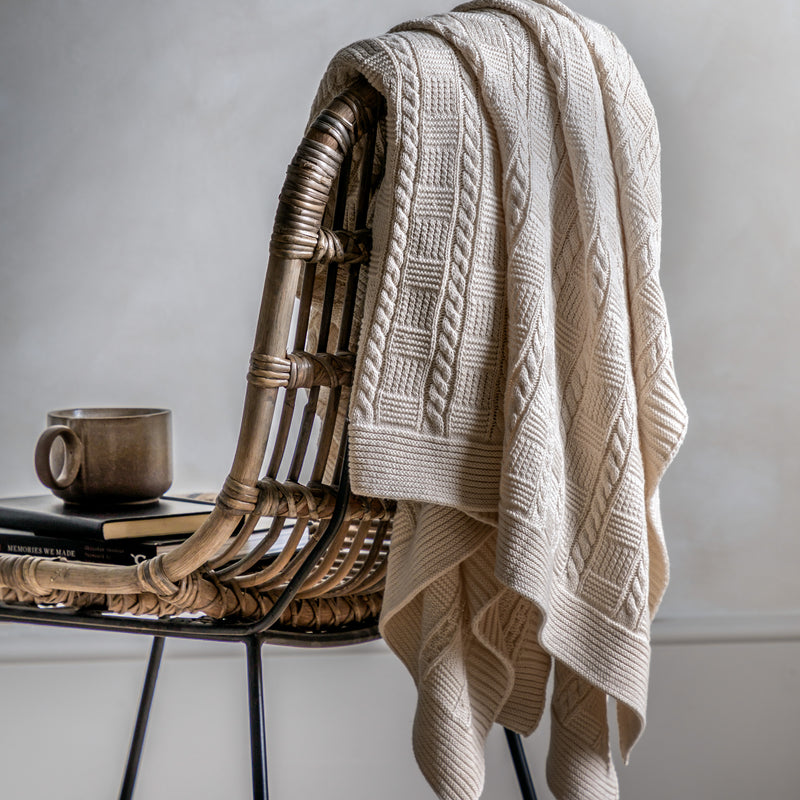 Cotton Cable Throw - Cream