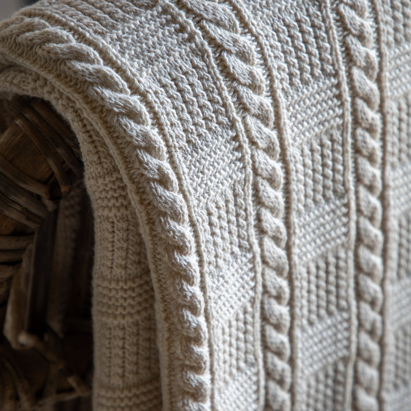 Cotton Cable Throw - Cream