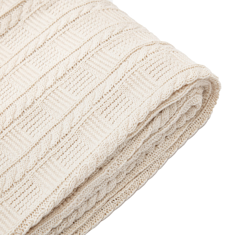 Cotton Cable Throw - Cream