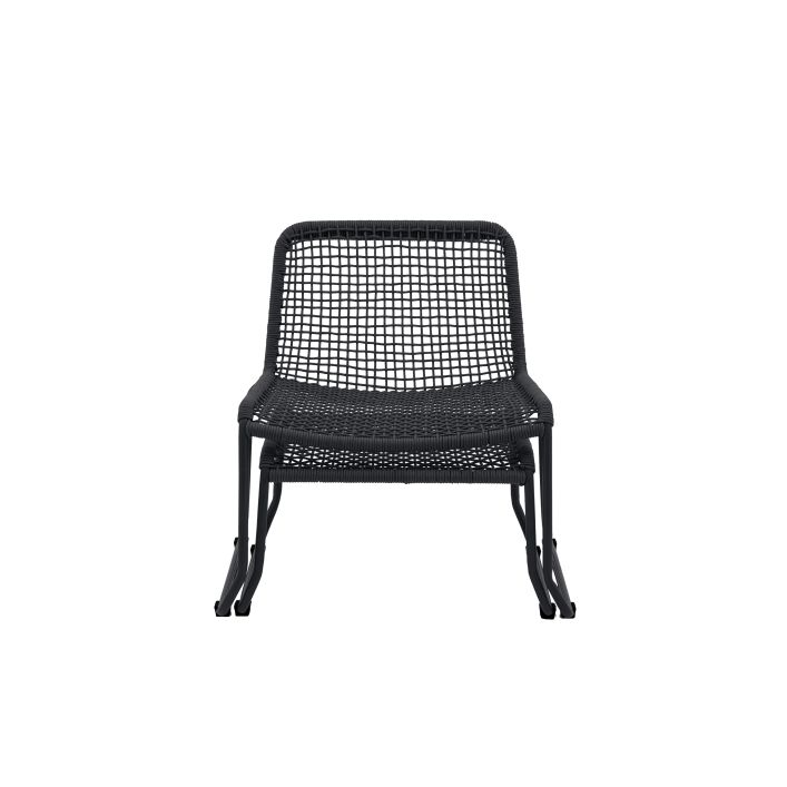 Sassano Rope Lounge Chair with Footstool - Black