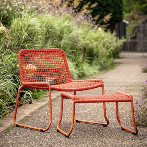 Sassano Rope Lounge Chair with Footstool - Orange