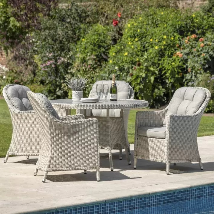 Holton 4 Seater Outdoor Round Dining Set - Stone