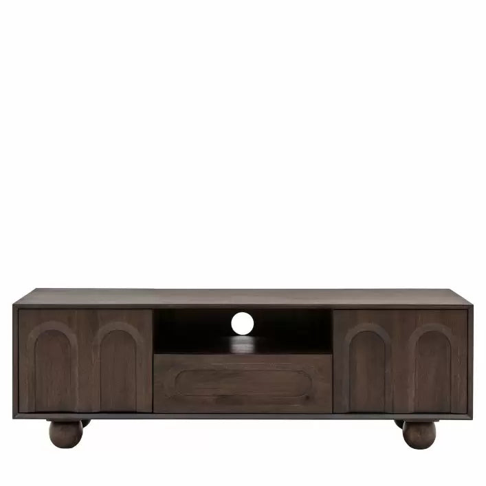 Arc Mango Wood Media Unit - Walnut