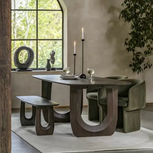 Arc 200cm Mango Wood Dining Table - Walnut