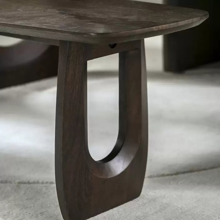 Arc 120cm Mango Wood Dining Bench - Walnut
