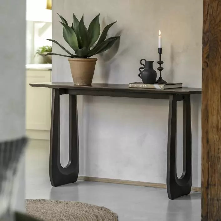 Arc Mango Wood Console Table - Walnut