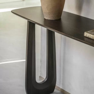 Arc Mango Wood Console Table - Walnut
