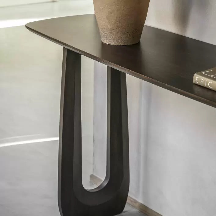 Arc Mango Wood Console Table - Walnut