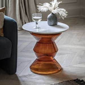 Turin Marble Side Table - Orange