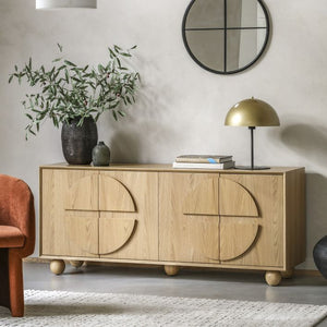 Geo 4 Door Oak Finish Sideboard - Natural