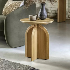 Geo Oak Finish Side Table - Natural