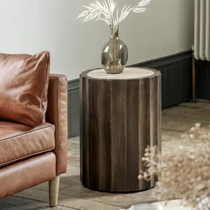 Cascia Mango Wood Side Table - Dark Wood