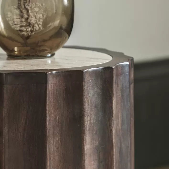Cascia Mango Wood Side Table - Dark Wood