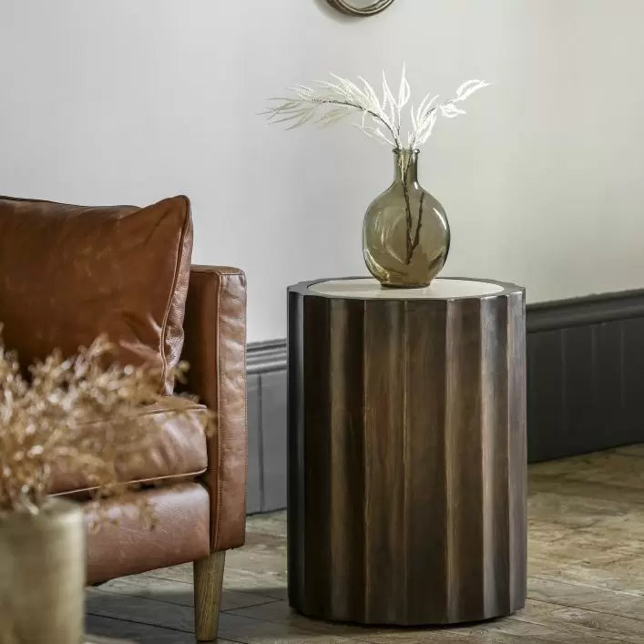 Cascia Mango Wood Side Table - Dark Wood
