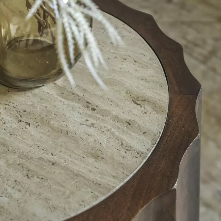 Cascia Mango Wood Side Table - Dark Wood
