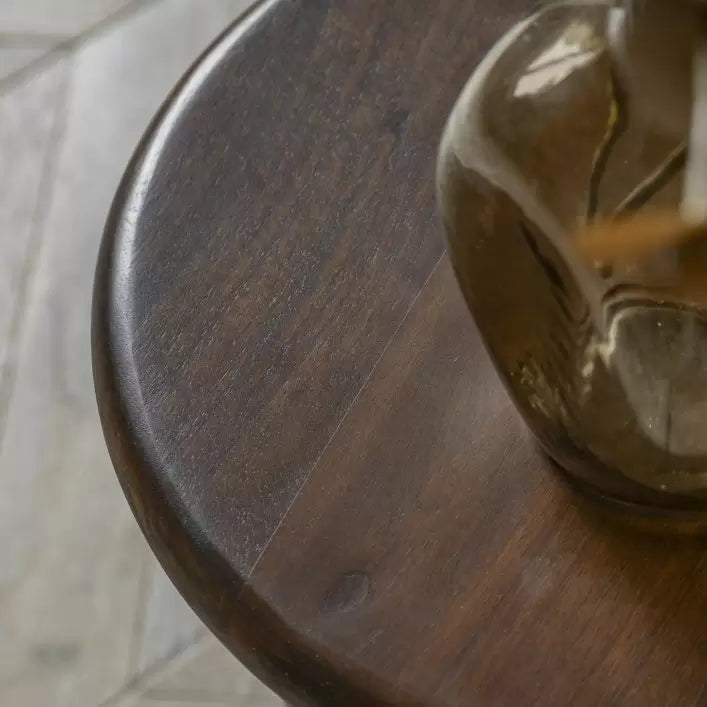 Sculpt Mango Wood Side Table - Dark Wood