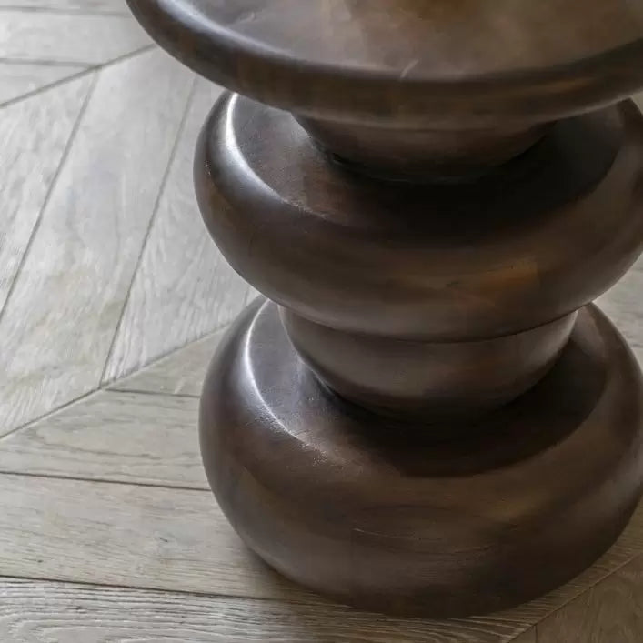 Sculpt Mango Wood Side Table - Dark Wood