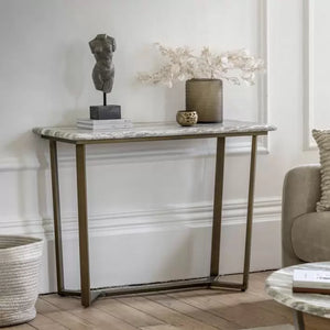 Lusso Console Table - Green Marble