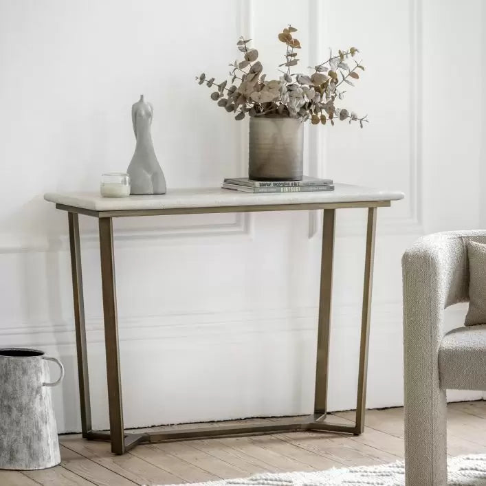 Moderna Console Table - Travertine