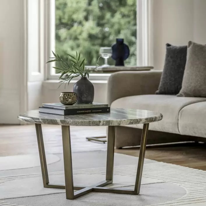 Lusso Round Coffee Table - Green Marble