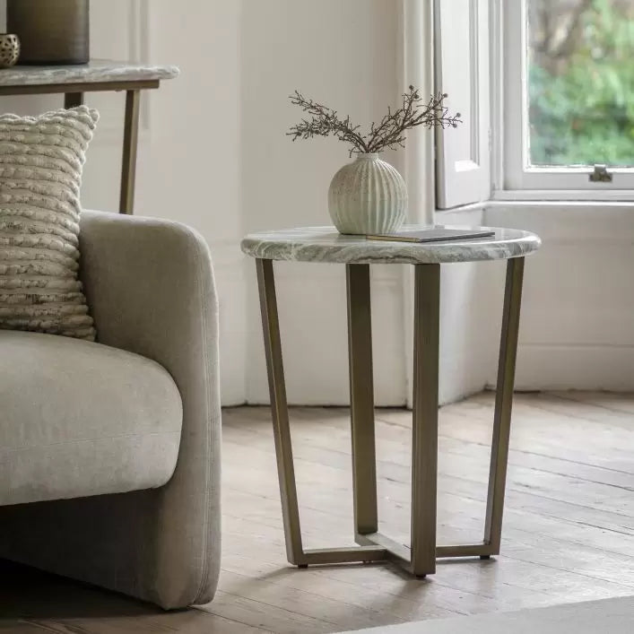Lusso Side Table - Green Marble