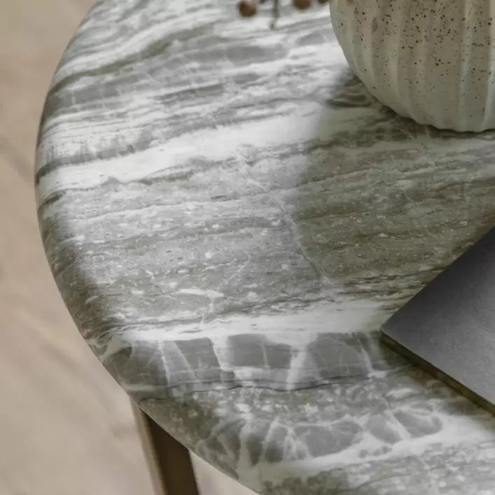 Lusso Side Table - Green Marble