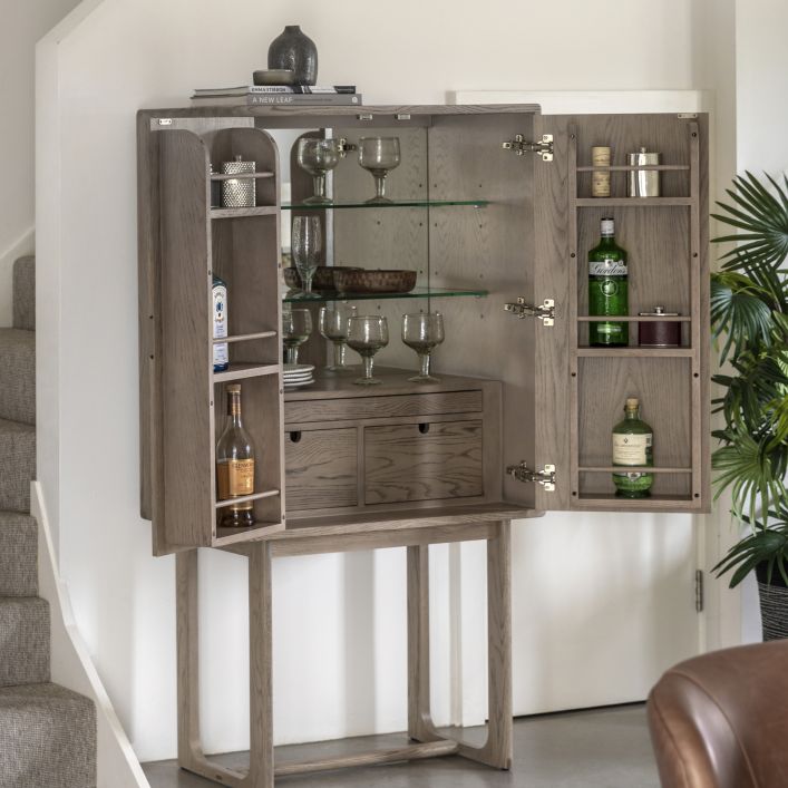 Craft Oak Drinks Cabinet - Smoked
