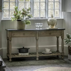 Vancouver 2 Drawer Pine Console Table - Natural