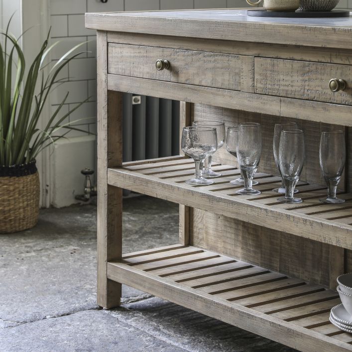 Vancouver Pine Kitchen Island - Marble
