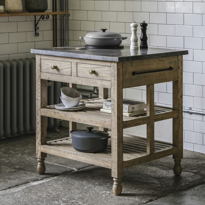 Vancouver Pine Kitchen Island - Stone