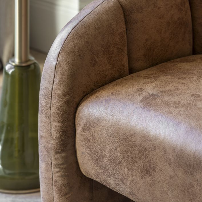 Atella Leather Tub Chair - Antique Tan