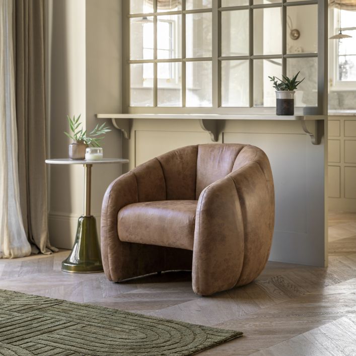 Atella Leather Tub Chair - Antique Tan