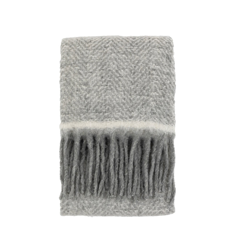 Mohair Fringe Throw - Grey