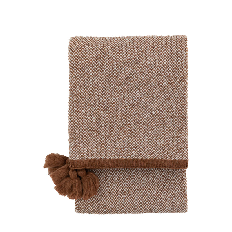 Knitted Border Tassel Throw - Rust