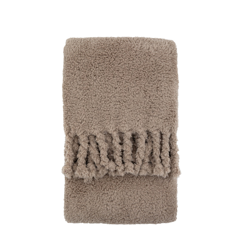 Fringed Teddy Throw - Taupe