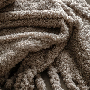 Fringed Teddy Throw - Taupe