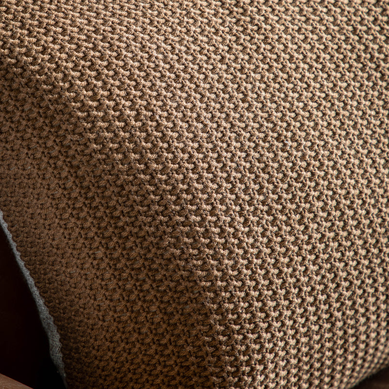 Moss Stitched Pom Pom Cushion - Tan