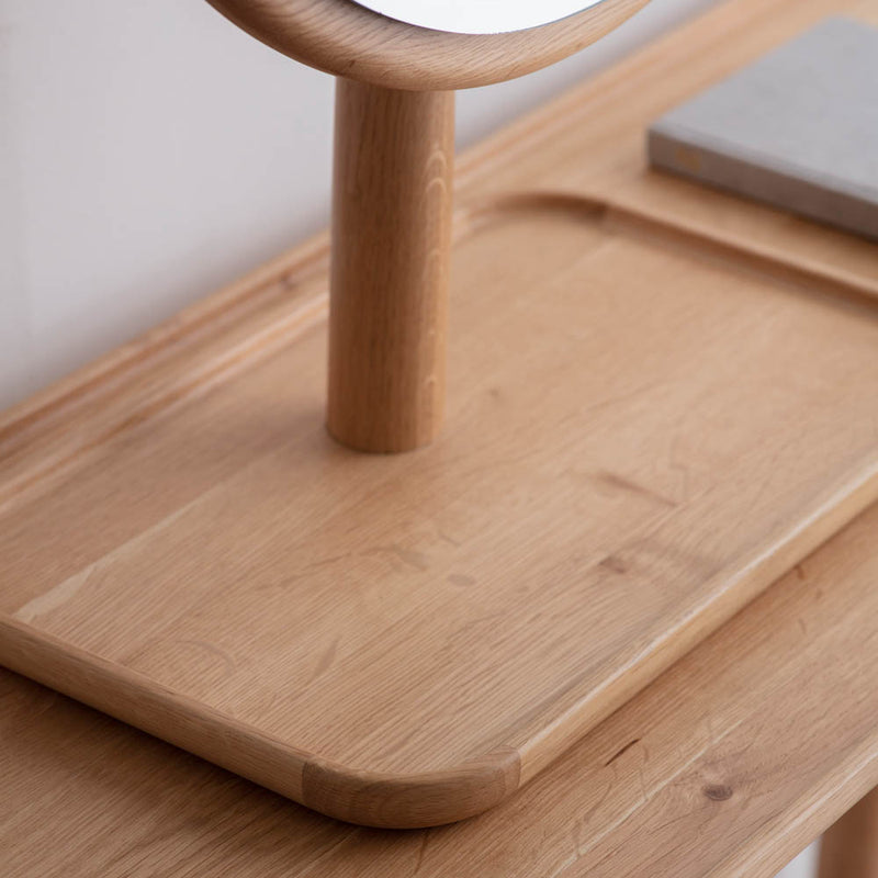Kingham Medium Round Dressing Table Mirror - Light Wood