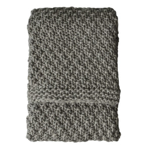 Moss Chunky Knitted Throw - Grey