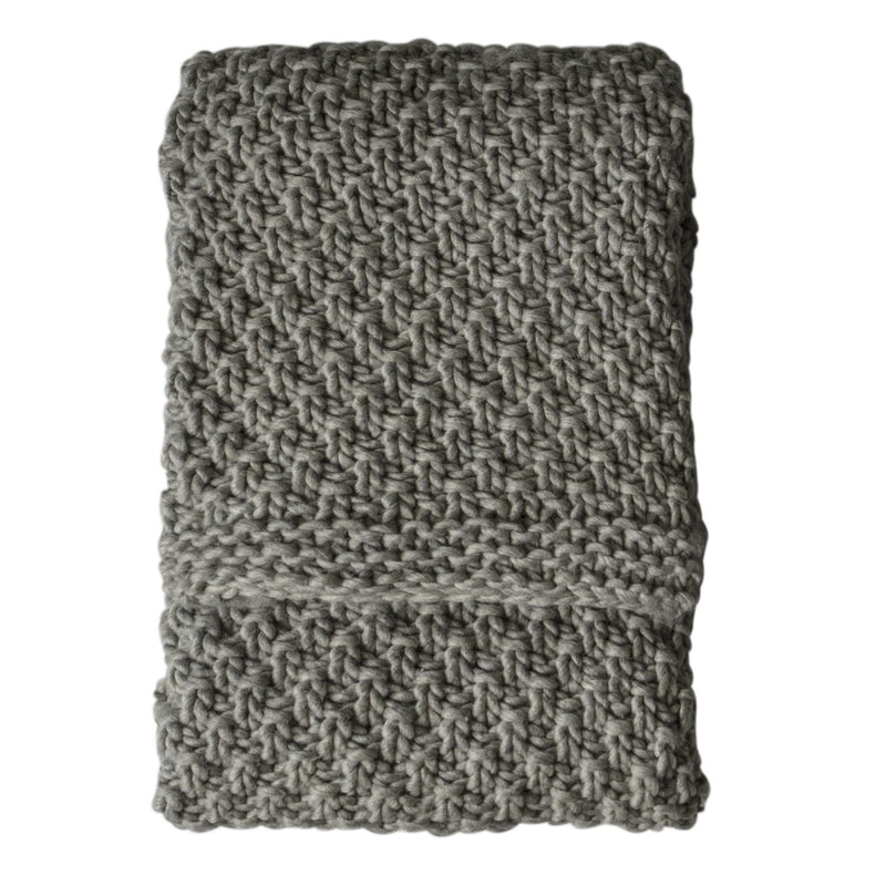 Moss Chunky Knitted Throw - Grey