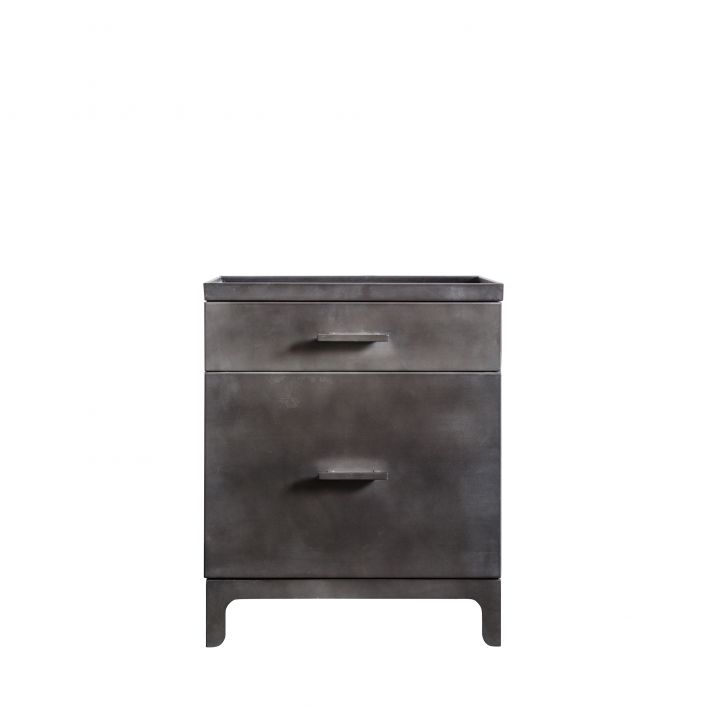 Ottinge Iron 2 Drawer Bedside Table - Grey