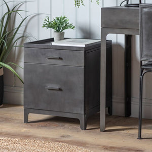 Ottinge Iron 2 Drawer Bedside Table - Grey