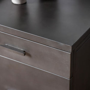 Ottinge Iron 2 Drawer Bedside Table - Grey