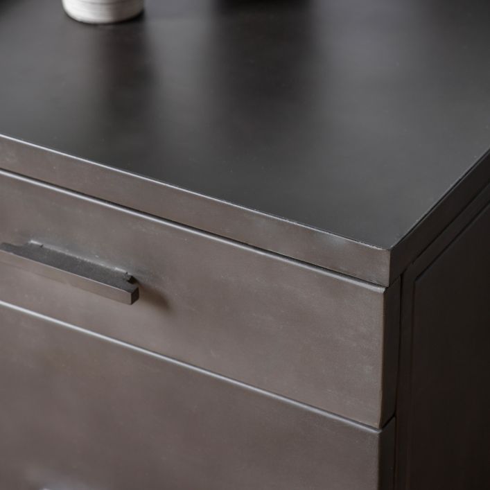 Ottinge Iron 2 Drawer Bedside Table - Grey