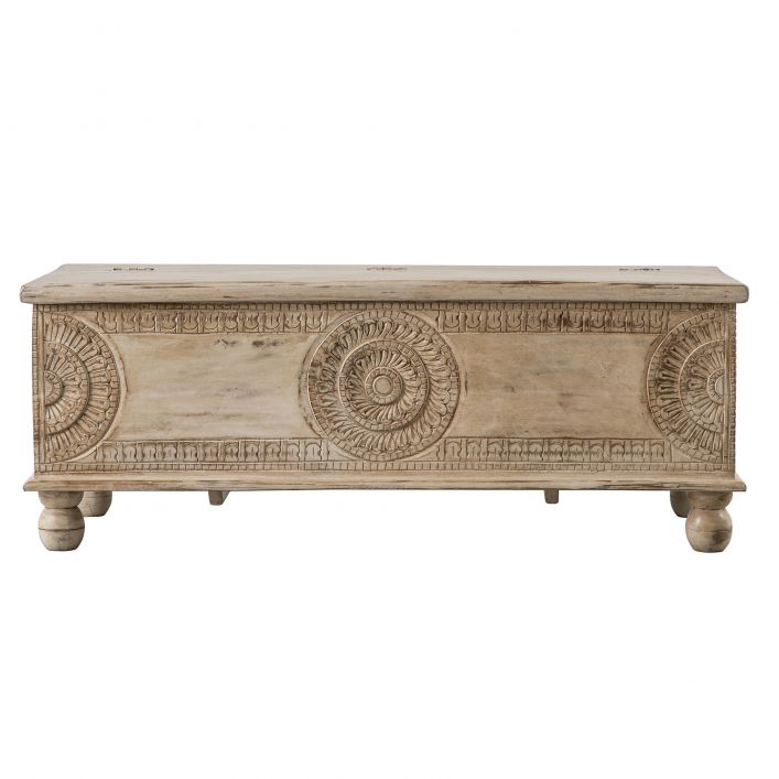 Satara Mango Wood Blanket Box - Natural